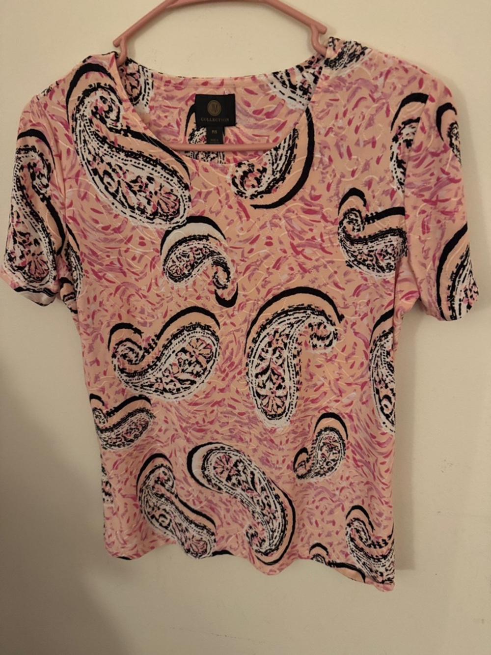 JM Collection Pink Paisley Short Sleeve Tee